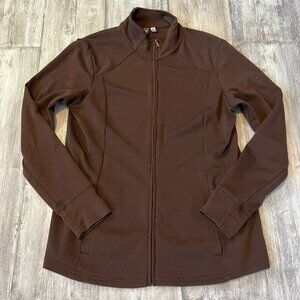 Ibex Brown Merino Wool Blend Full-Zip Sweater Jacket, Women's XL